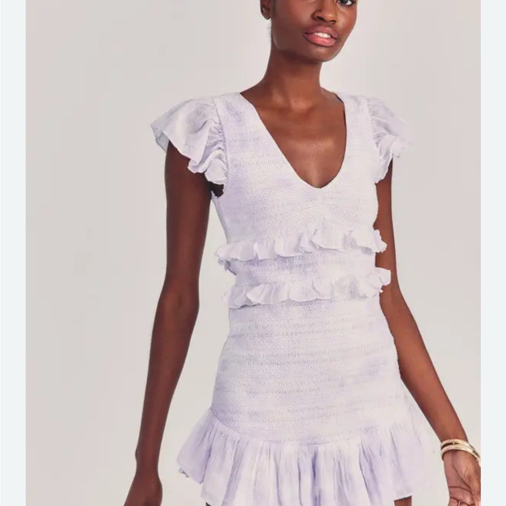 LoveShackFancy Lavender Ruffle Mini Dress